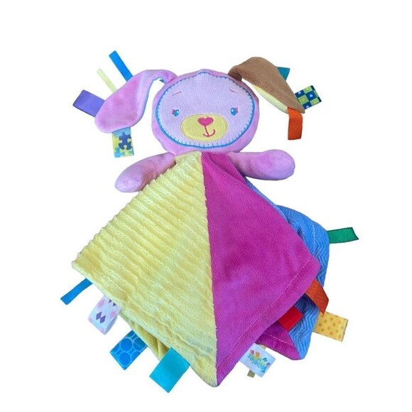 Taggies Patchkin Pink Bunny Rabbit Lovey Lovie Security Blanket Plush Sensory - Picture 1 of 7